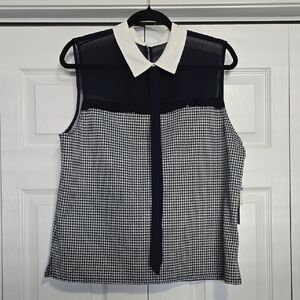 🆕️ CeCe Black and White Houndstooth Blouse